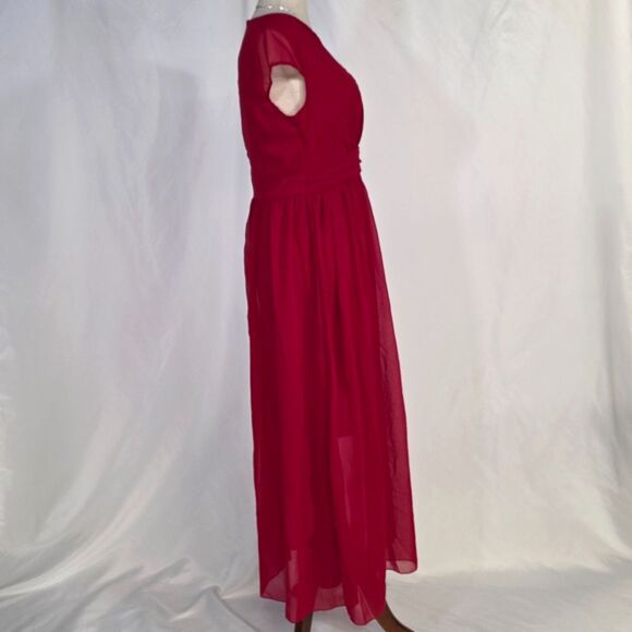 Women's Simple Silky Cap Sleeve Red Dress Size Medium - Picture 10 of 10
